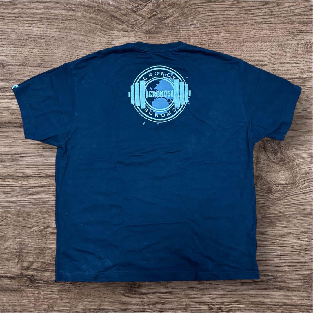 CRONOS バーベルデザイン オーバーサイズTシャツ ブラック