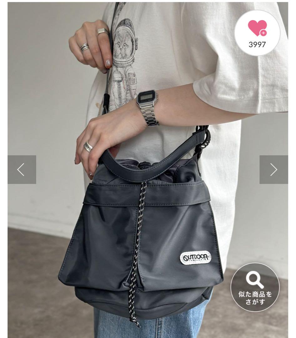 OUTDOOR グレー ショルダーバッグ