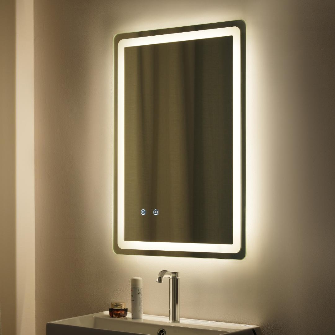 LED浴室ミラー 角型 50*70CM 横掛け縦掛け可能 ウォールミラー