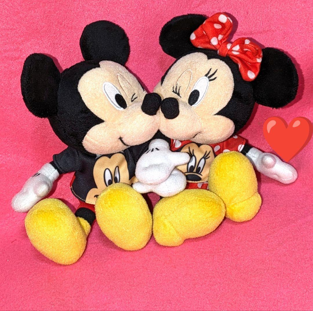 ♡美品♡ミッキー＆ミニーちゃん♡ペア　マグネットぬいぐるみ＆グローブ＆ラグタグ♡