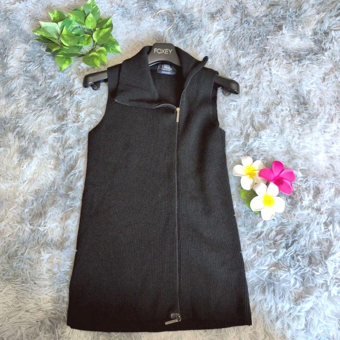 S Max Mara】ニットベスト L ブラック ジップアップ ベスト ジレ