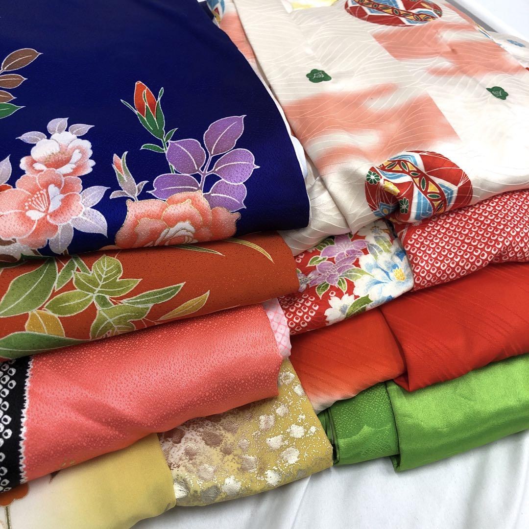 【売切値下げ】■子供着物 七五三 7歳 女児 8枚 まとめ売りD リメイクに■