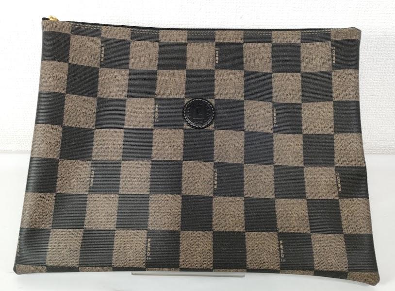 FENDI フェンディ ヴィンテージ ハンド クラッチ バック ぺカン柄 金具