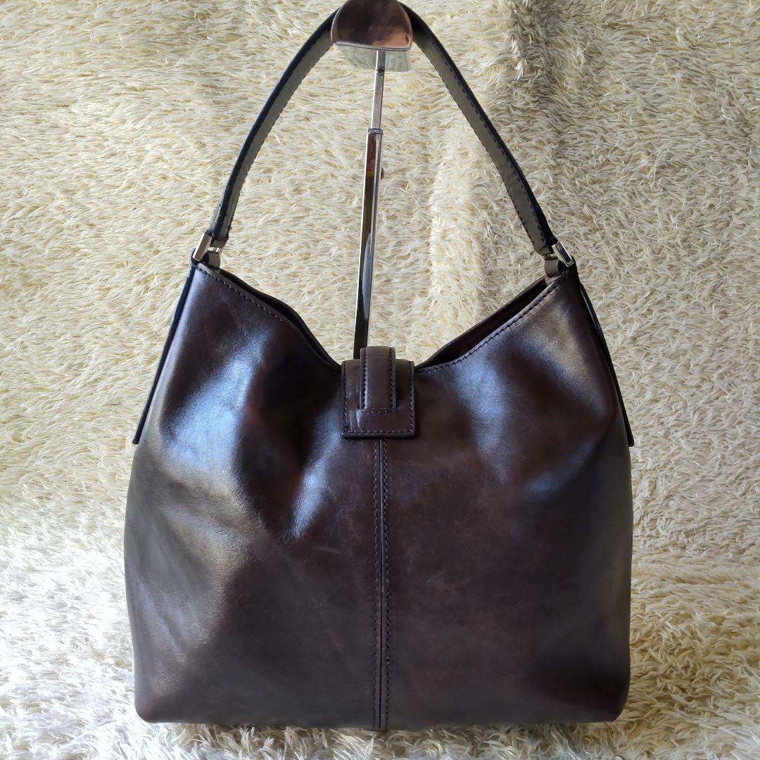 美品✨ヒロフ HIROFU ハンドバック シルバー金具 本革 レザー Hロゴ