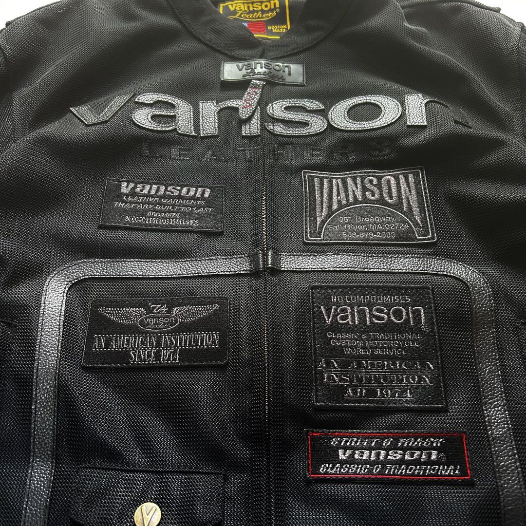 ★ VANSON Lサイズ メッシュジャケット ワンスター ワッペン多数装備 ☆ VANSON Lサイズ メッシュジャケット ワンスター ワッペン多数