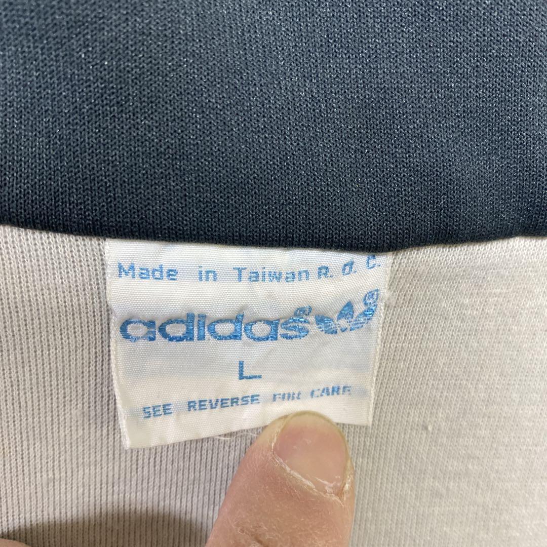 アディダス 80年代ジャージ　トラック　トレフォイルブラックL ロゴ刺繍10