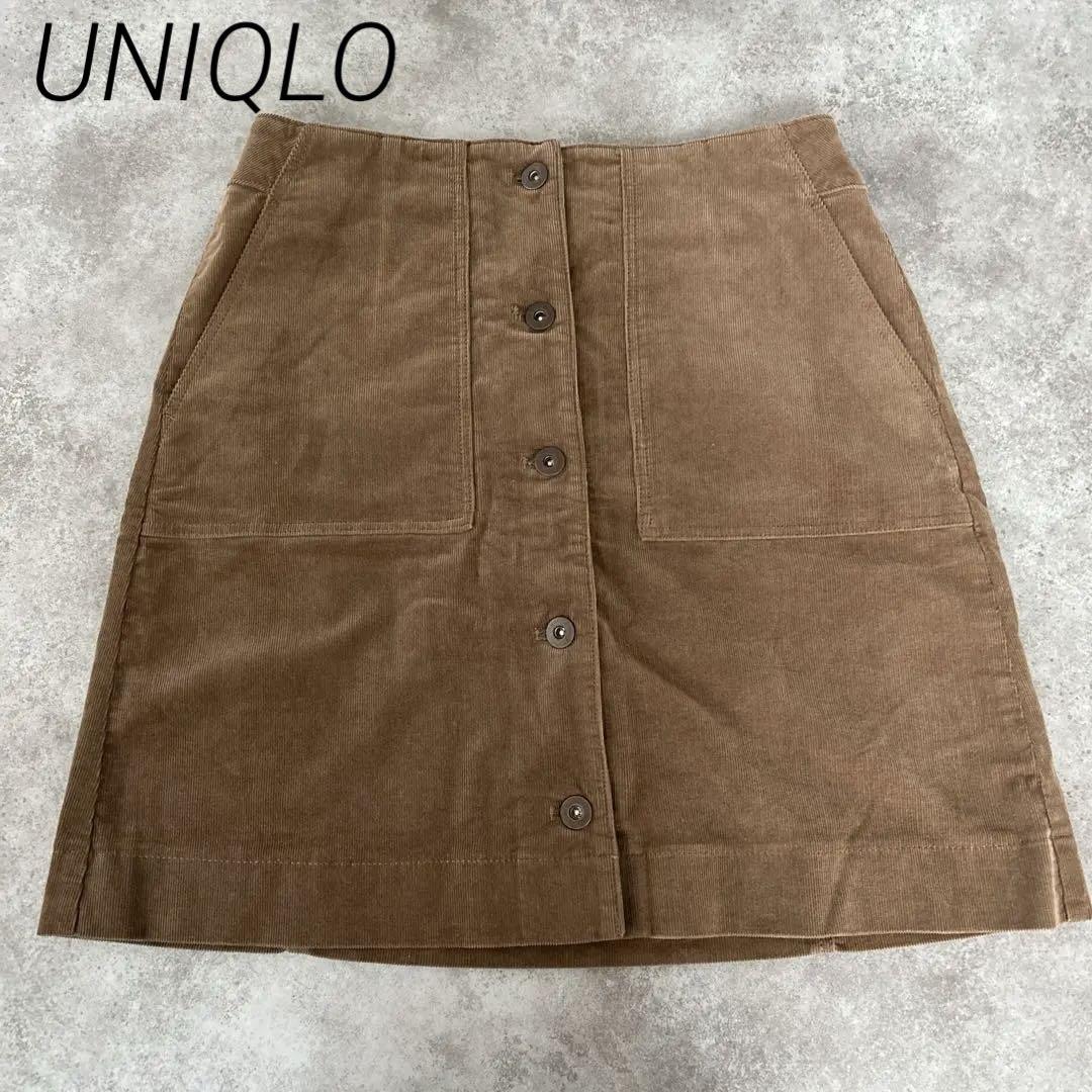 UNIQLO コーデュロイ　ブラウン　膝上スカート