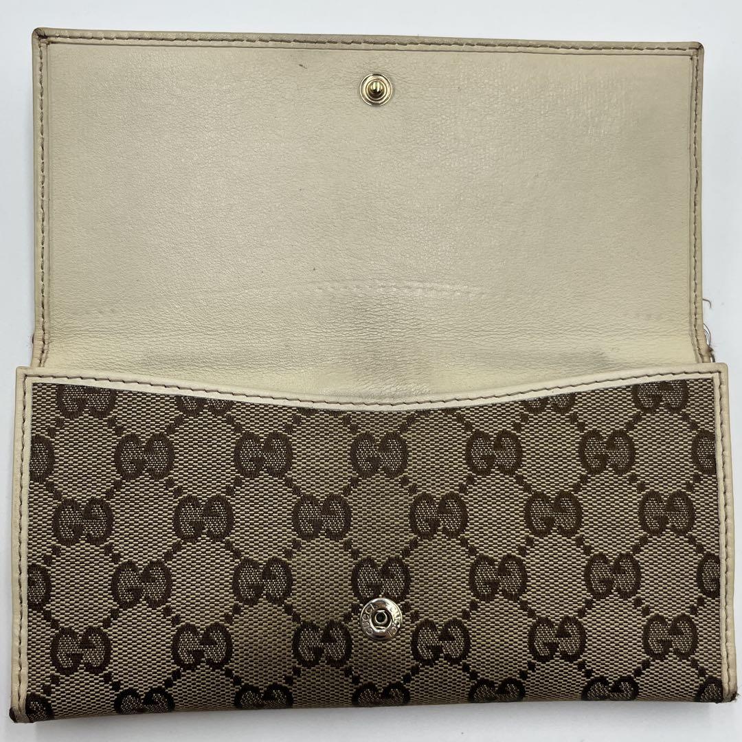 GUCCI インターロッキングGG柄 GGキャンバス×レザー 長財布ブラウン系