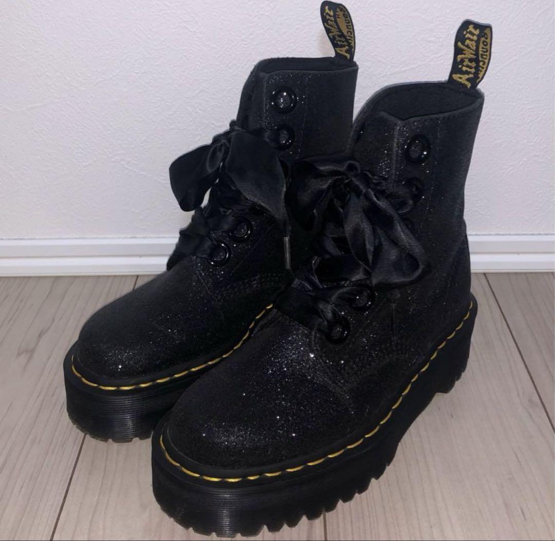 Dr. Martens Molly Glitter Lace Up Women's Black Platform