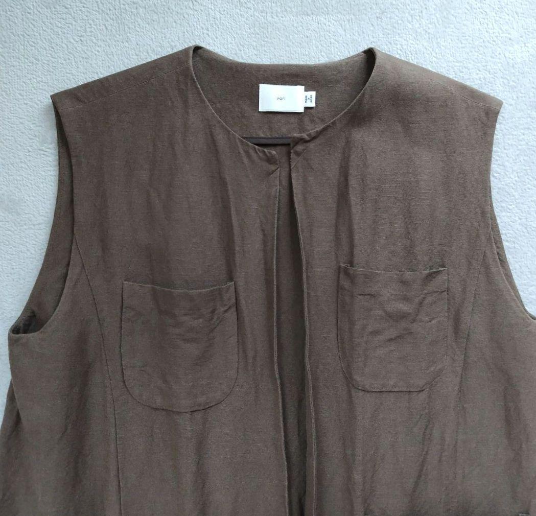【初回限定】 卸売 通販ファッション - 【yori】 ヨリ 麻混 ロングジレ ベスト トップス