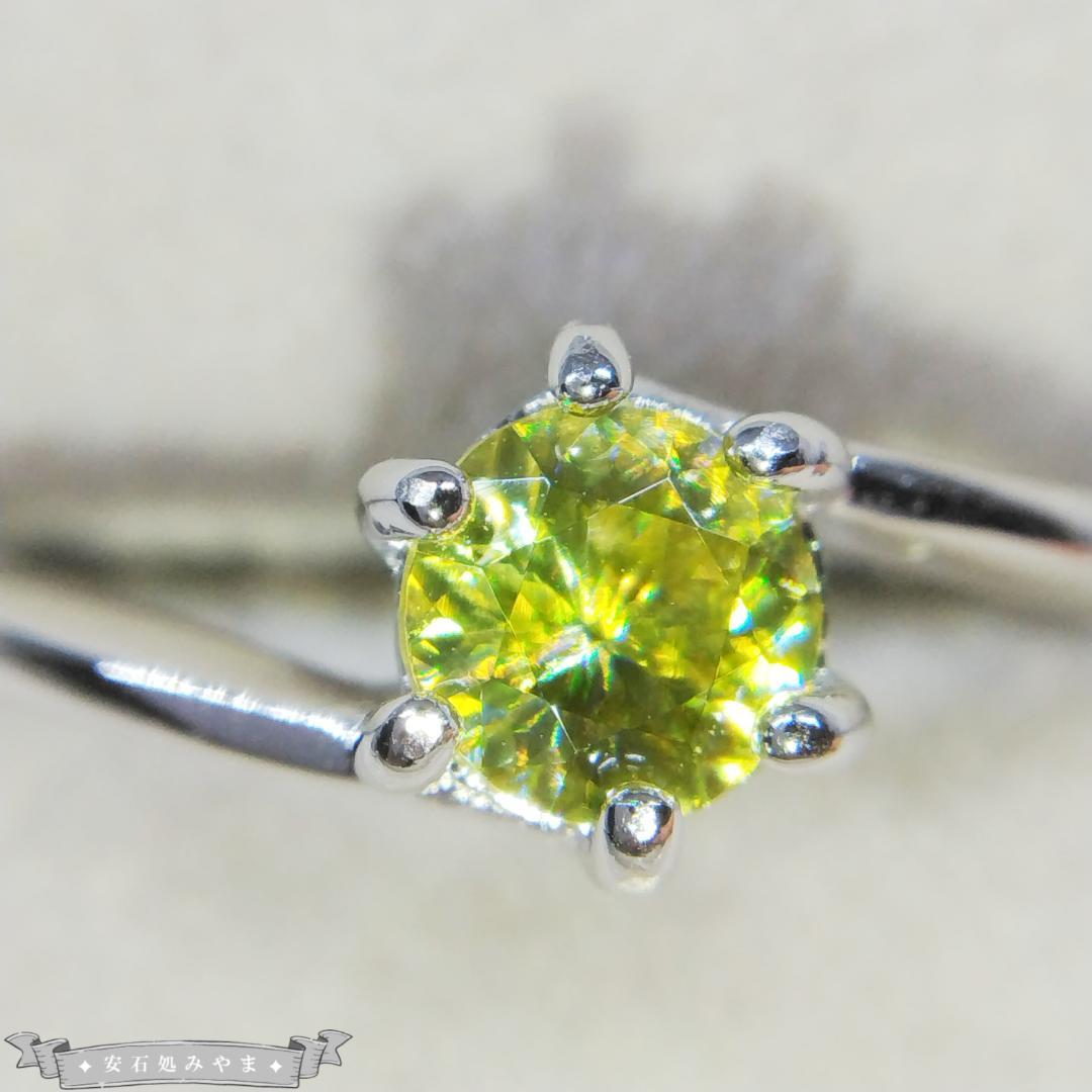 ラストライム！非加熱天然スフェーン　0.367ct　S925フリーサイズリング