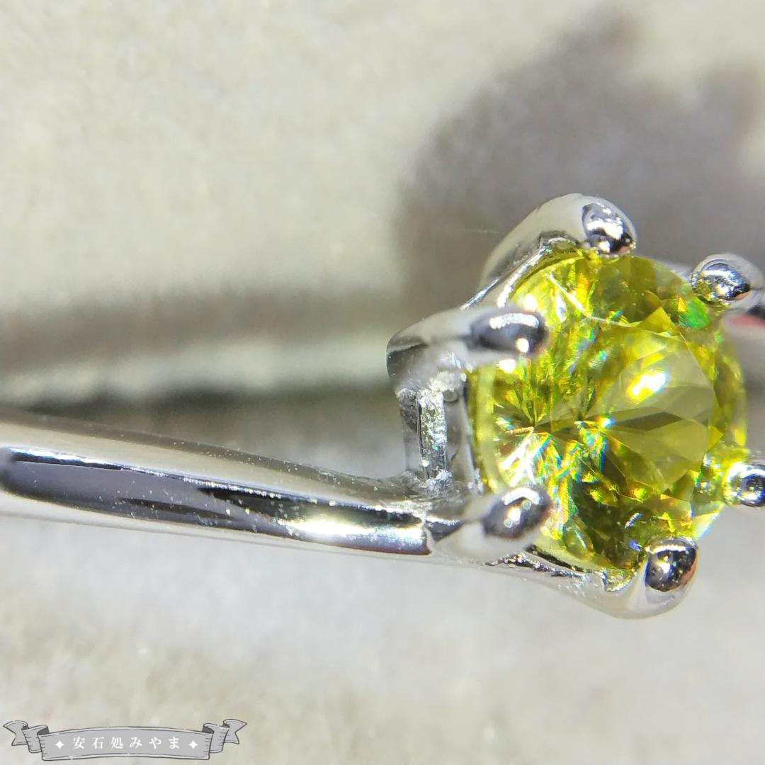 ラストライム！非加熱天然スフェーン　0.367ct　S925フリーサイズリング