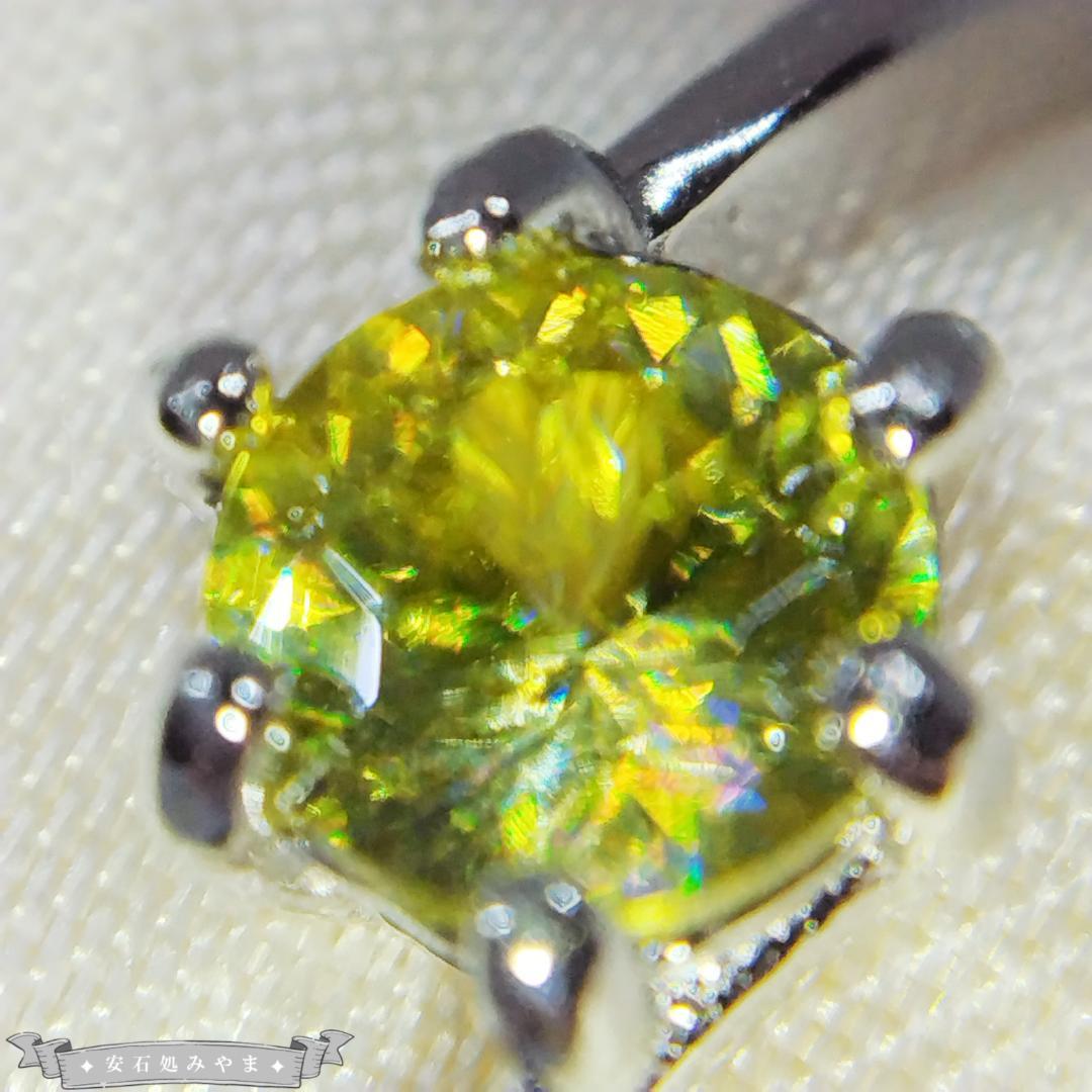 ラストライム！非加熱天然スフェーン　0.367ct　S925フリーサイズリング