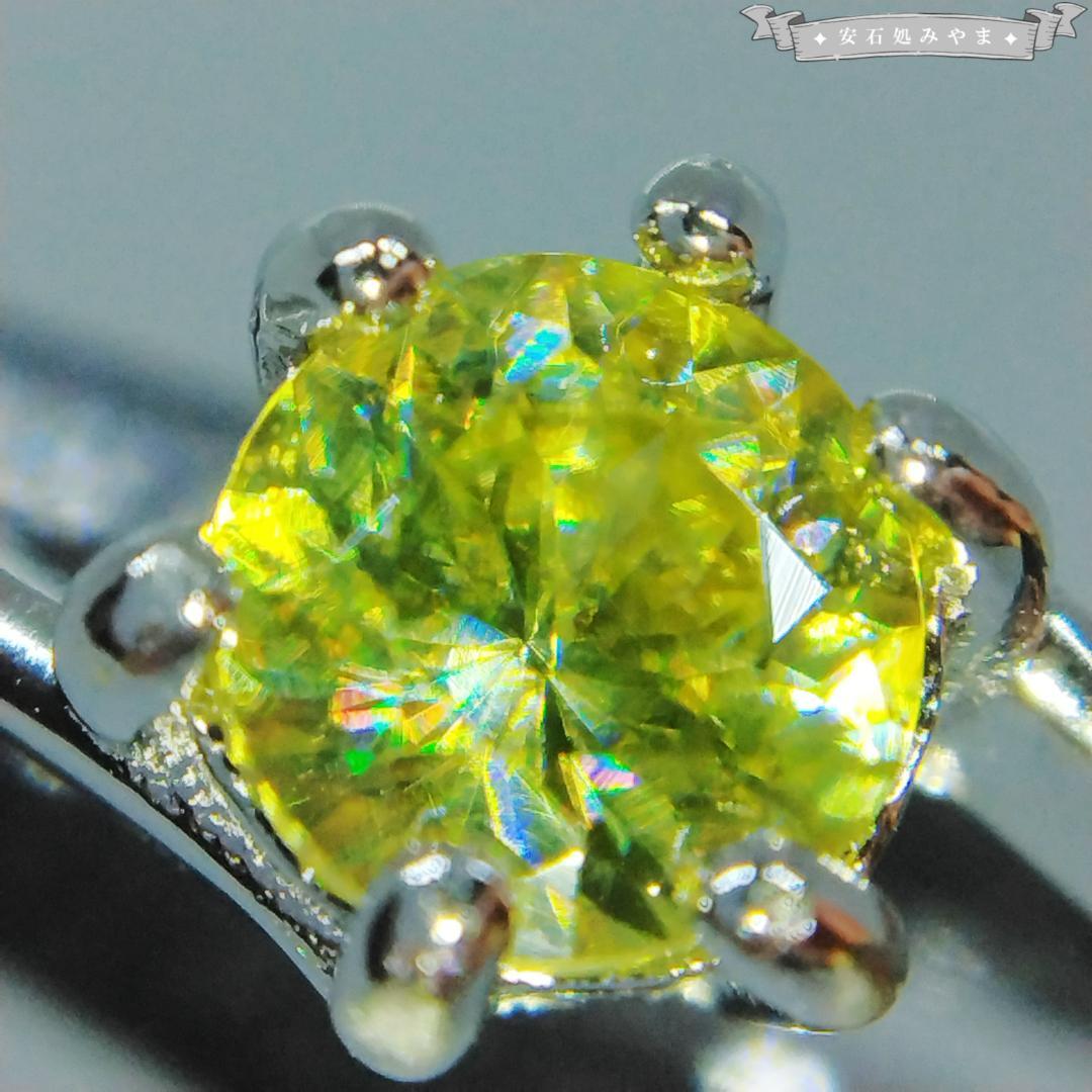 ラストライム！非加熱天然スフェーン　0.367ct　S925フリーサイズリング
