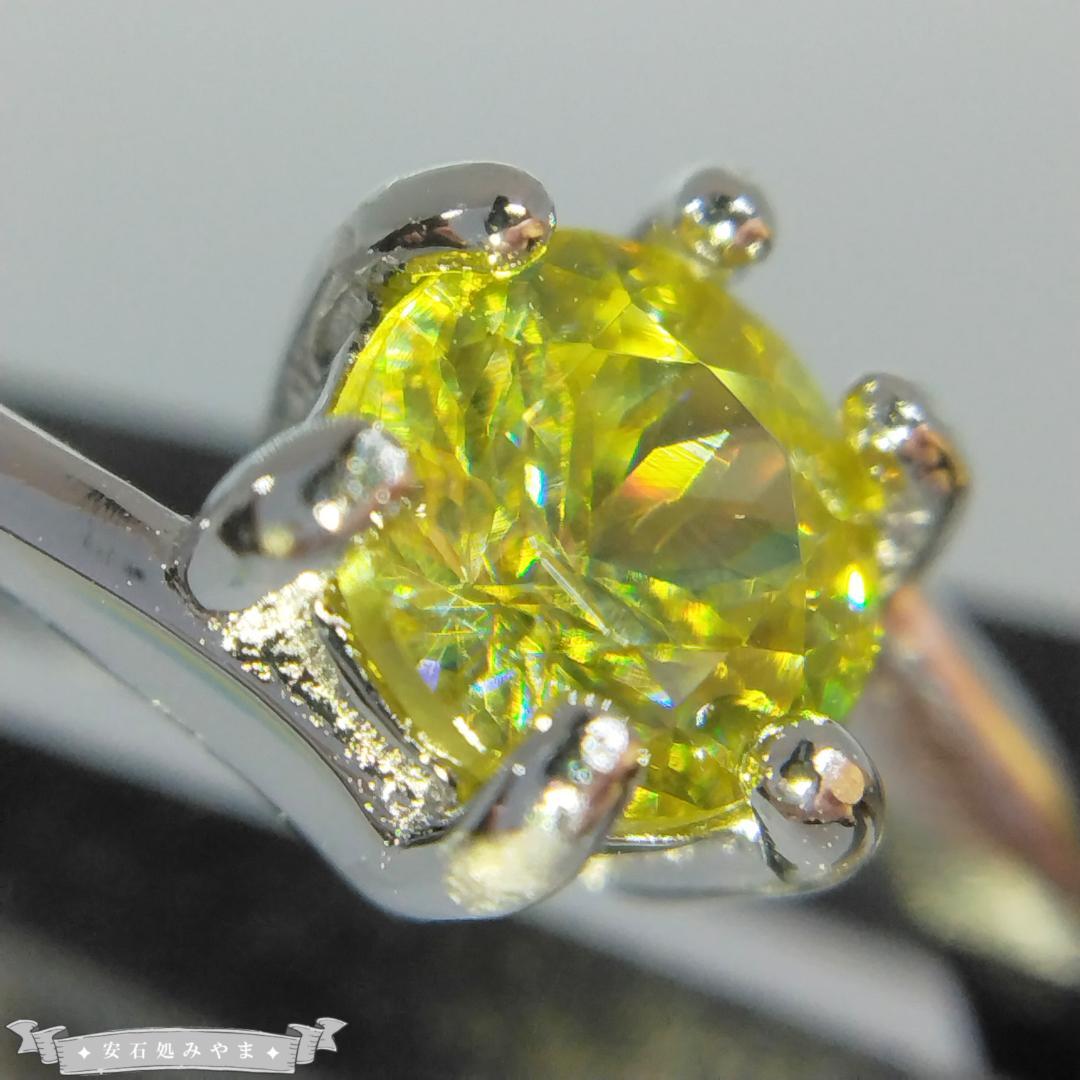 ラストライム！非加熱天然スフェーン　0.367ct　S925フリーサイズリング