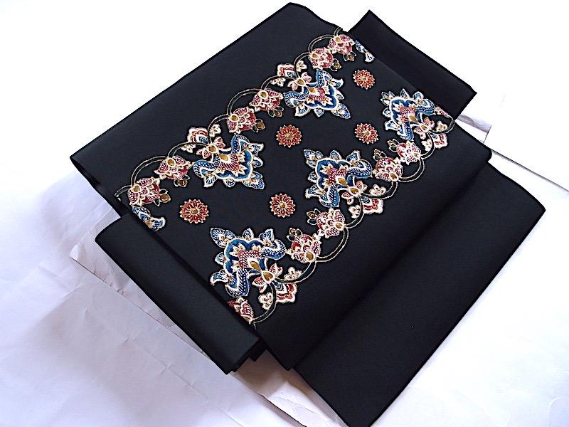 塩瀬名古屋帯（アラベスク唐花文）長370 正絹美品