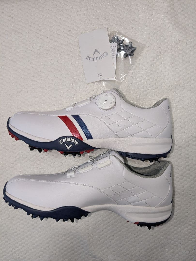 Callaway ゴルフシューズ レディース ホワイト レザー ダイヤル式 CALLAWAY キャロウェイ 23㎝ ゴルフシューズ ホワイト ダイヤル式