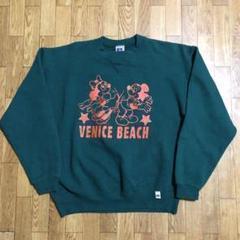 80s USA製 Russell ミッキー ミニー スウェット 緑 キッズ XL