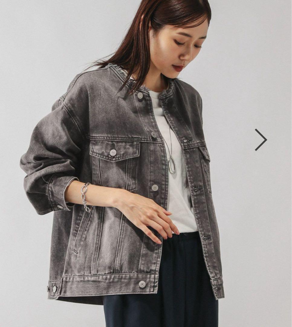 グローバルワーク　ノーカラーデニムジャケット　2025AW