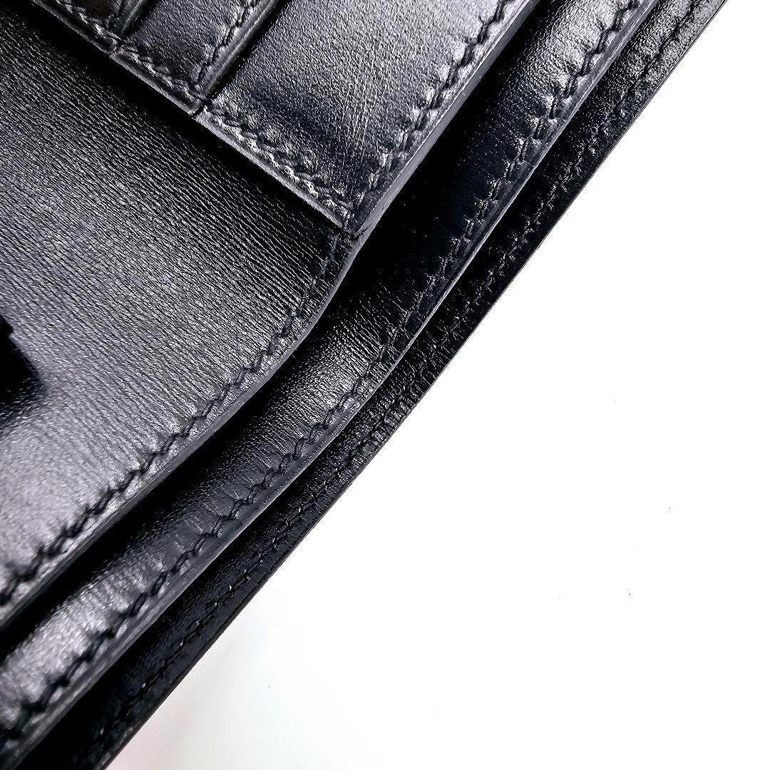 【未使用品級】エルメス　財布　2つ折財布　ブラック　レザー　メンズ
