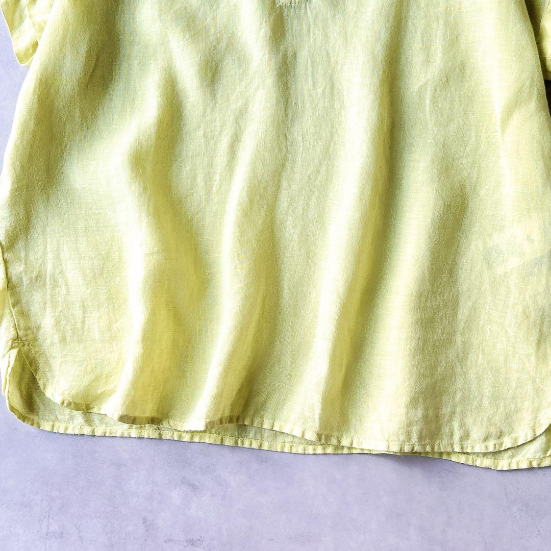 定価1.9万☆120%lino バンドカラー リネン100% シャツ イエロー