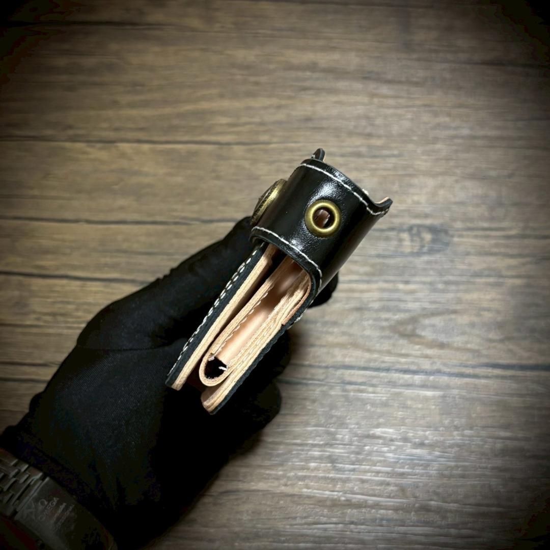 総手縫い メンズ財布 二つ折り 財布 本革 ハンドメイド コンチョ ブラック 黒