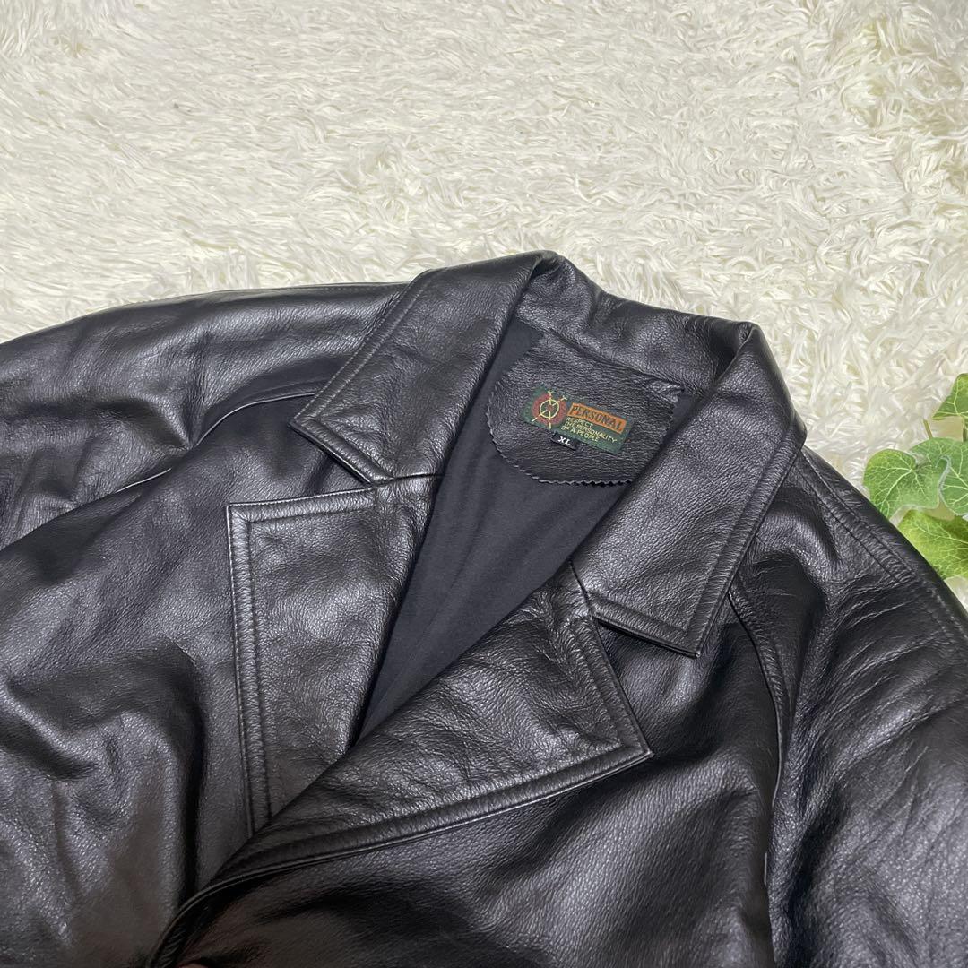 ショウ様　レザーコート　黒　ベルト　本革　大きいサイズ　XL