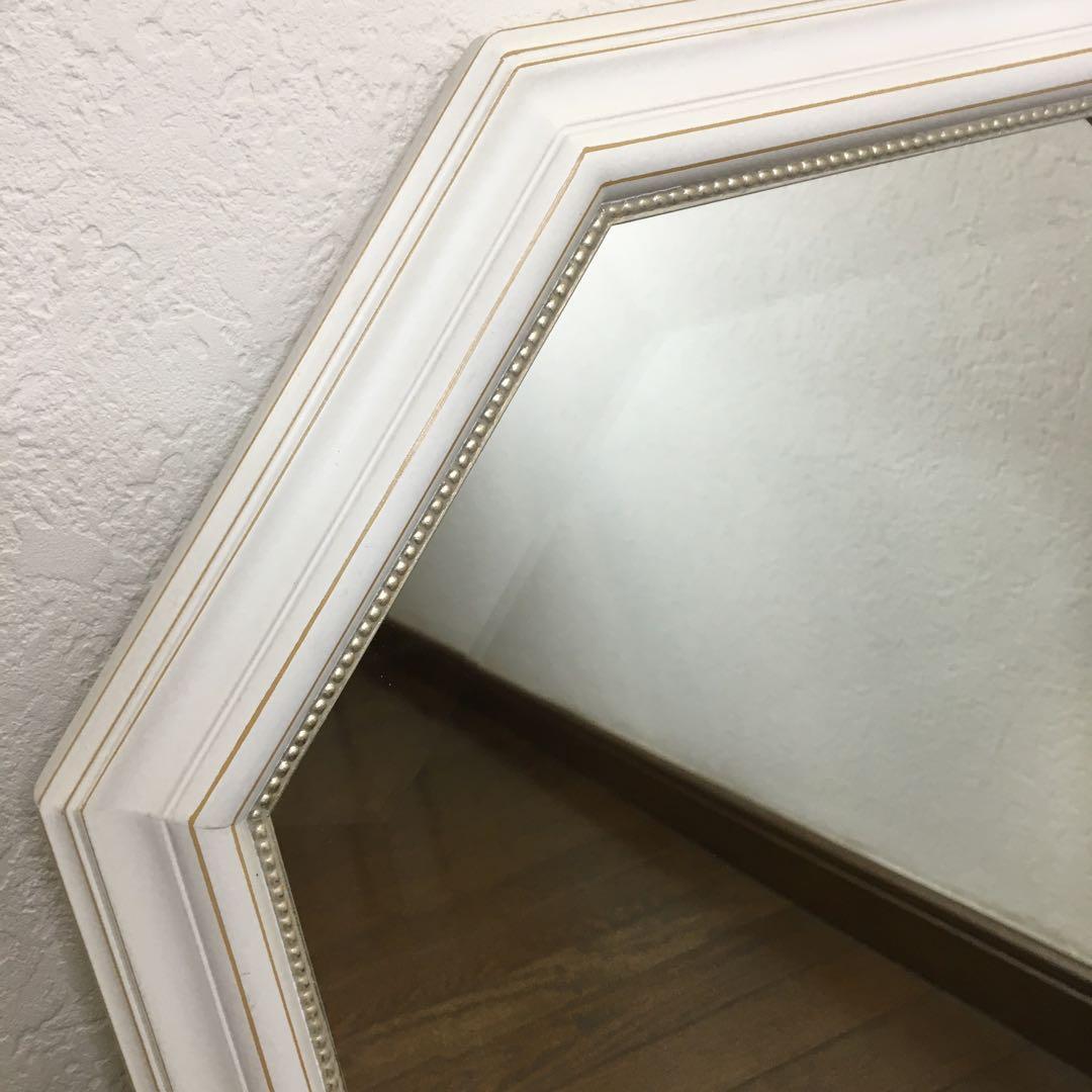 面取りが美しい 運気UP 八角 ウォールミラー 壁掛け鏡 ミラー カガミ