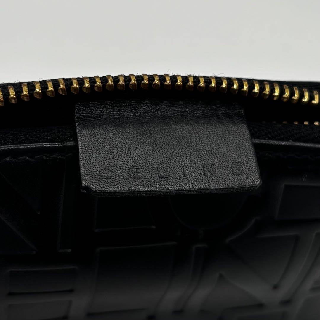 希少✨CELINEセリーヌ ロゴ レザー ミニポーチ 黒 コインケース 希少✨CELINEセリーヌ ロゴ レザー ミニポーチ 黒 コインケース