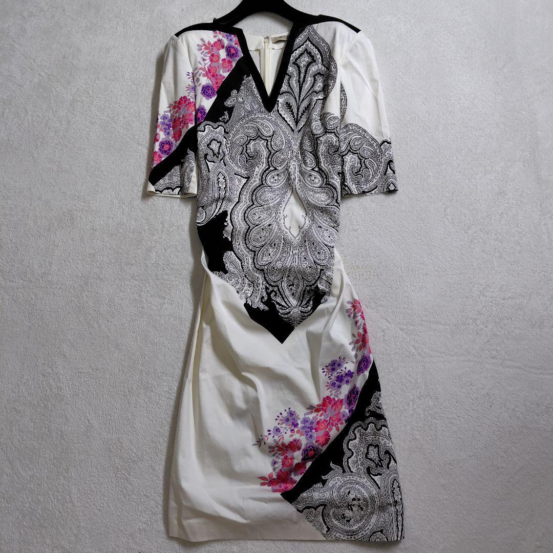 極美品　XL　エトロ　ロングワンピース　ペイズリー　花柄　牡丹　大判柄　44