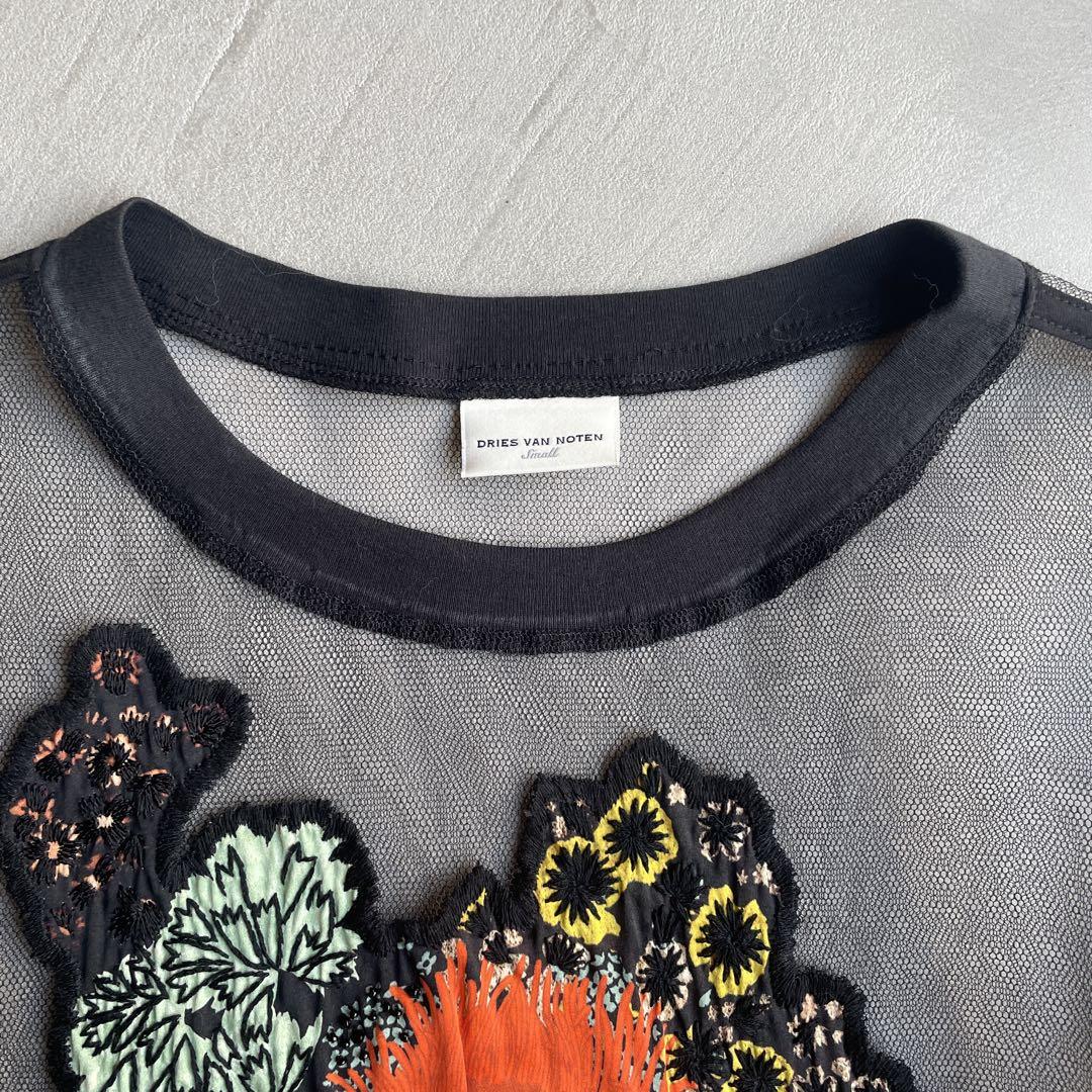 dries van noten 刺繍メッシュ半袖トップス