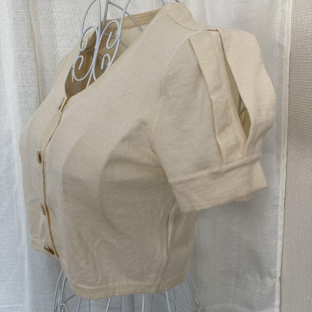 美品【LOEWE 】ロエベ ニットカーディガン トップス ミニ丈 薄手 伸縮性 画像3