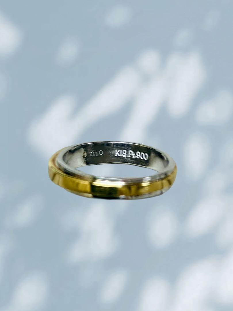 【ファッションリング】K18/PT900/ダイヤモンド/#15/ゴールドバンド