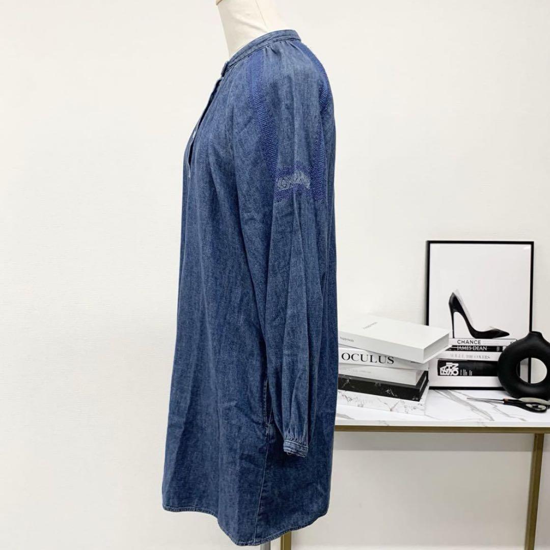 芸能人 愛用の通販 セリーヌ CELINE ワンピース コットン 刺繍 デニム ブルー ワンピース