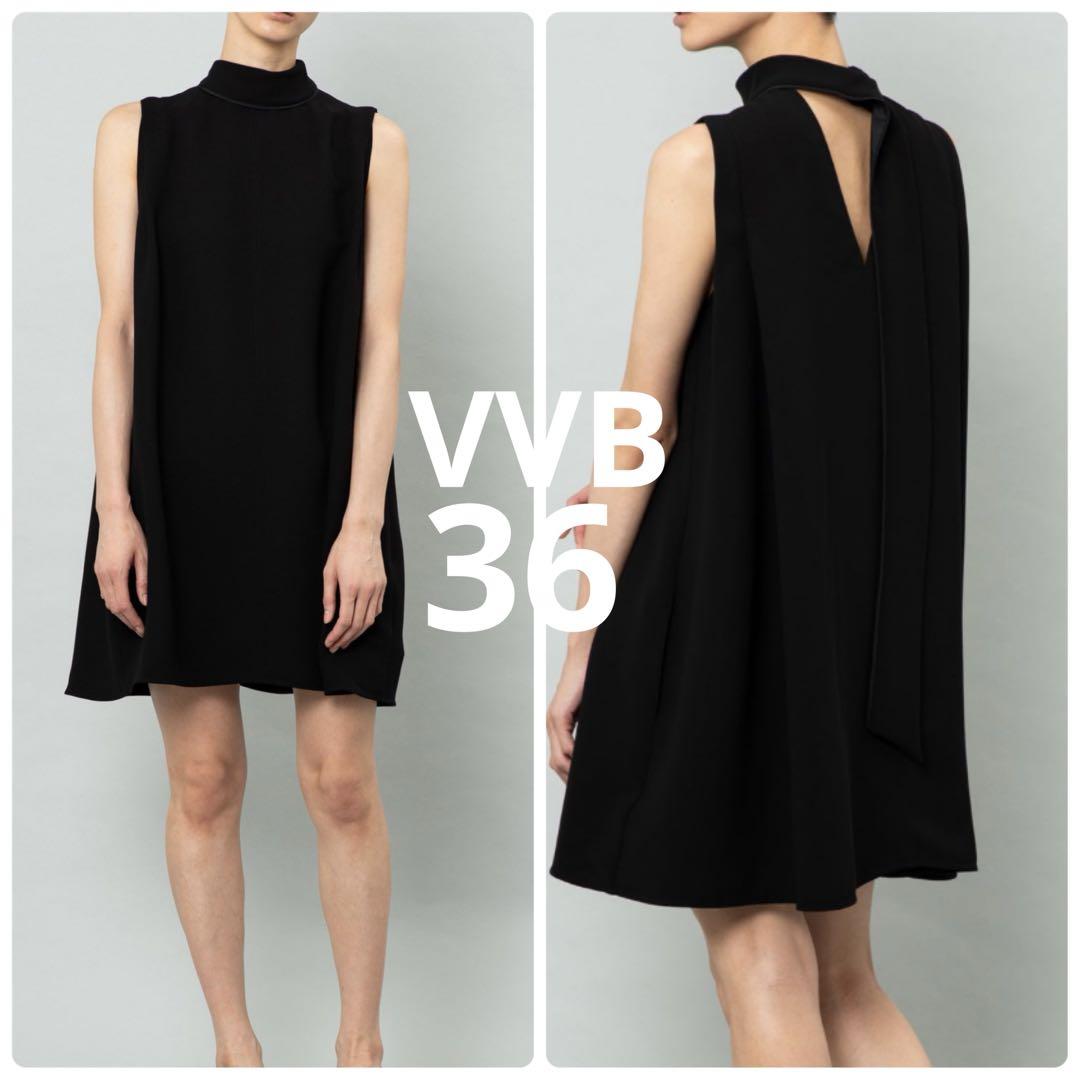 VVB ブラック ノースリーブ ミニワンピース
