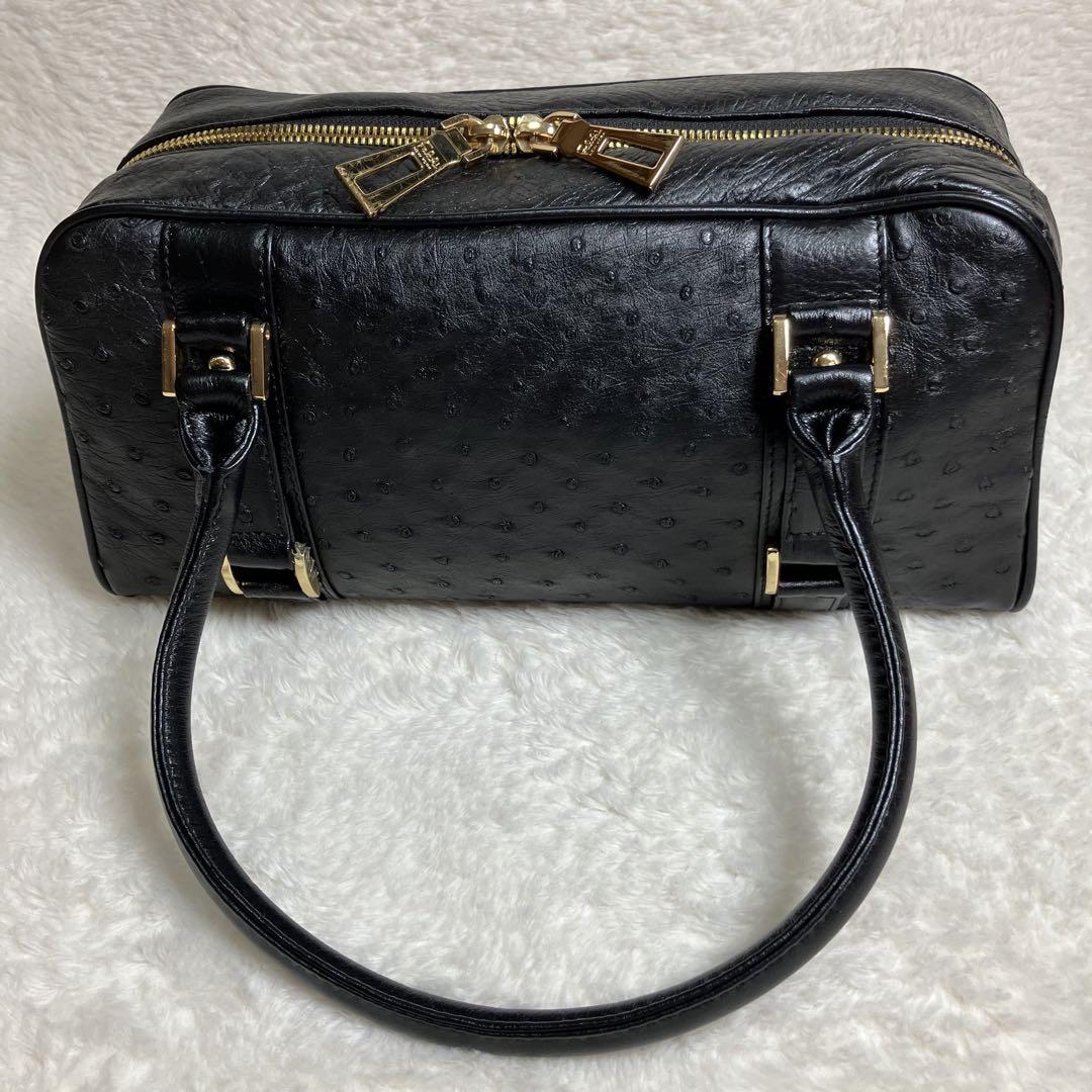 公式ファッションブランド通販サイト 美品】ファルチニューヨーク✨オーストリッチミニボストン バッグ