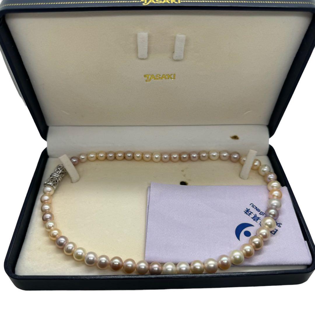 TASAKI マルチカラーパールネックレス41cm 7.2-8.6mmK14WG