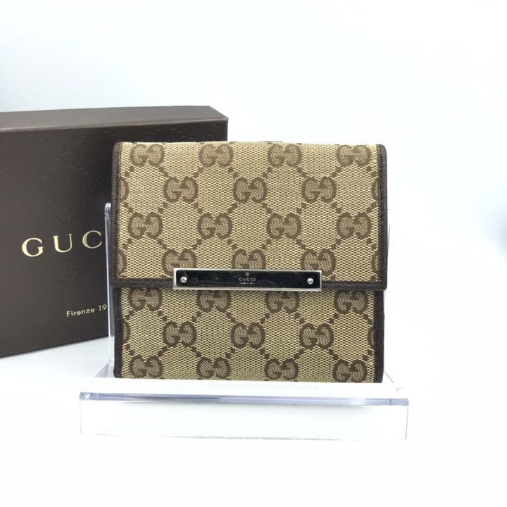 ブラウン系トップ 正規品 美品 グッチ財布 グッチ折り財布 グッチGG 純正お買い得 GUCCI 美品 ❤️ GGキャンバス ❤️ 鑑定済み 正規品 長財布 長財布