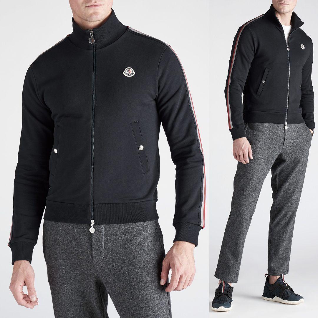 新品未使用タグ付き☆MONCLER ストライプライン トラックジャージ XL 黒
