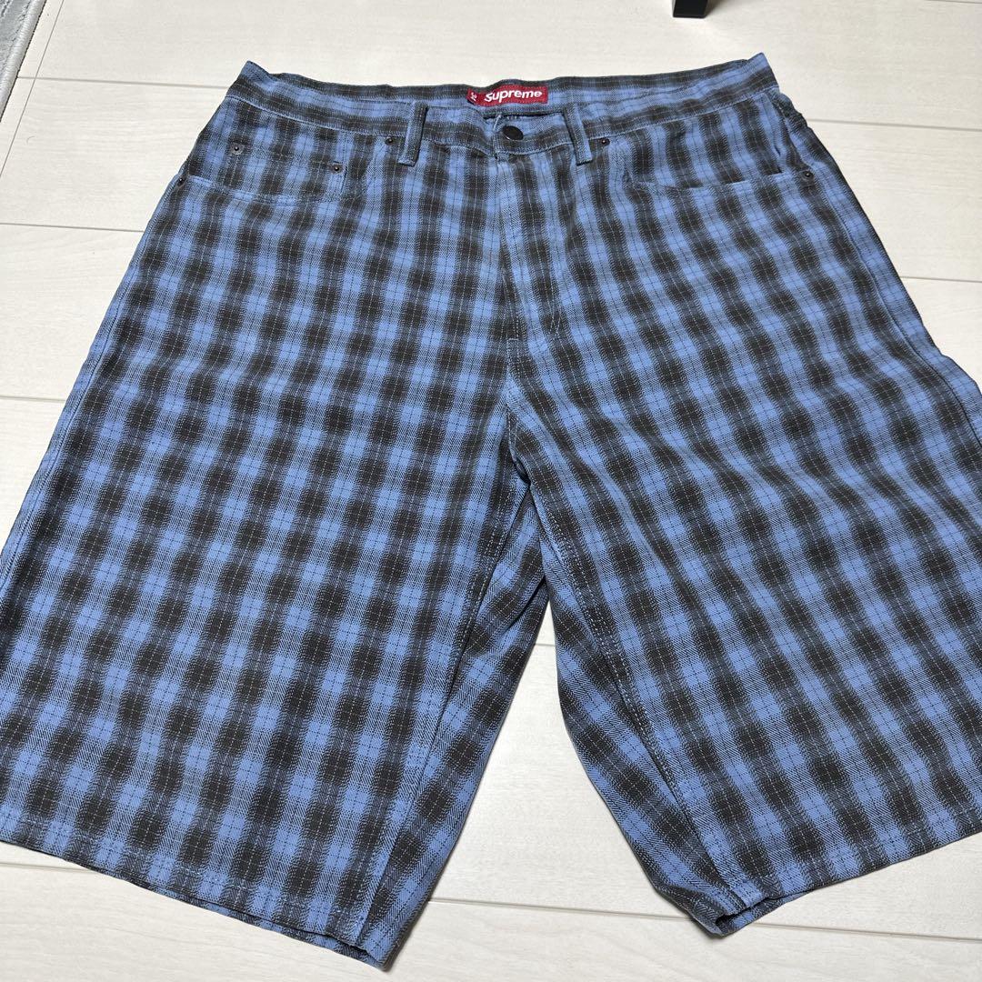 24ss Supreme Plaid Baggy Short Navy