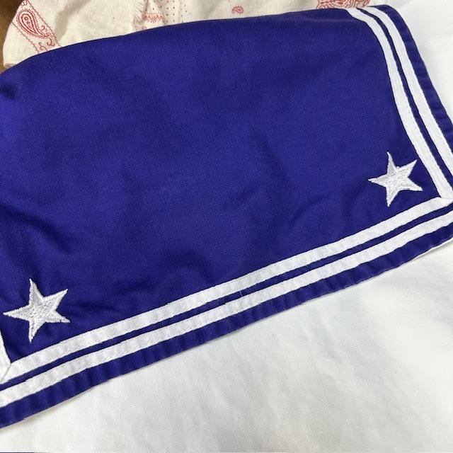 イタリア軍実物 60s70s～ セーラーシャツ M～L 白×ナス紺