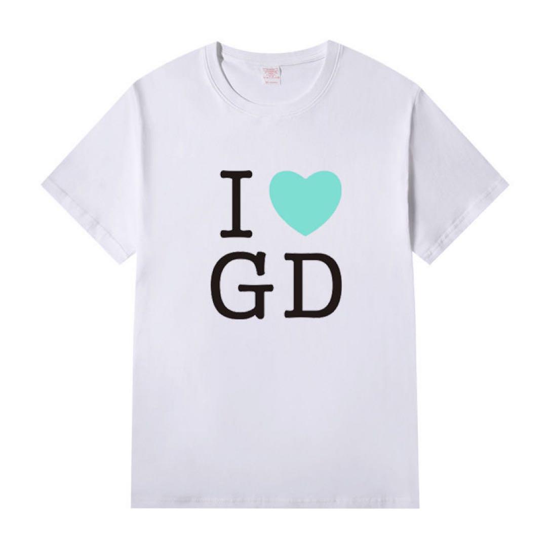 I❤️GD Tシャツ ホワイト 水色ハート G-DRAGON ジヨン ライブ