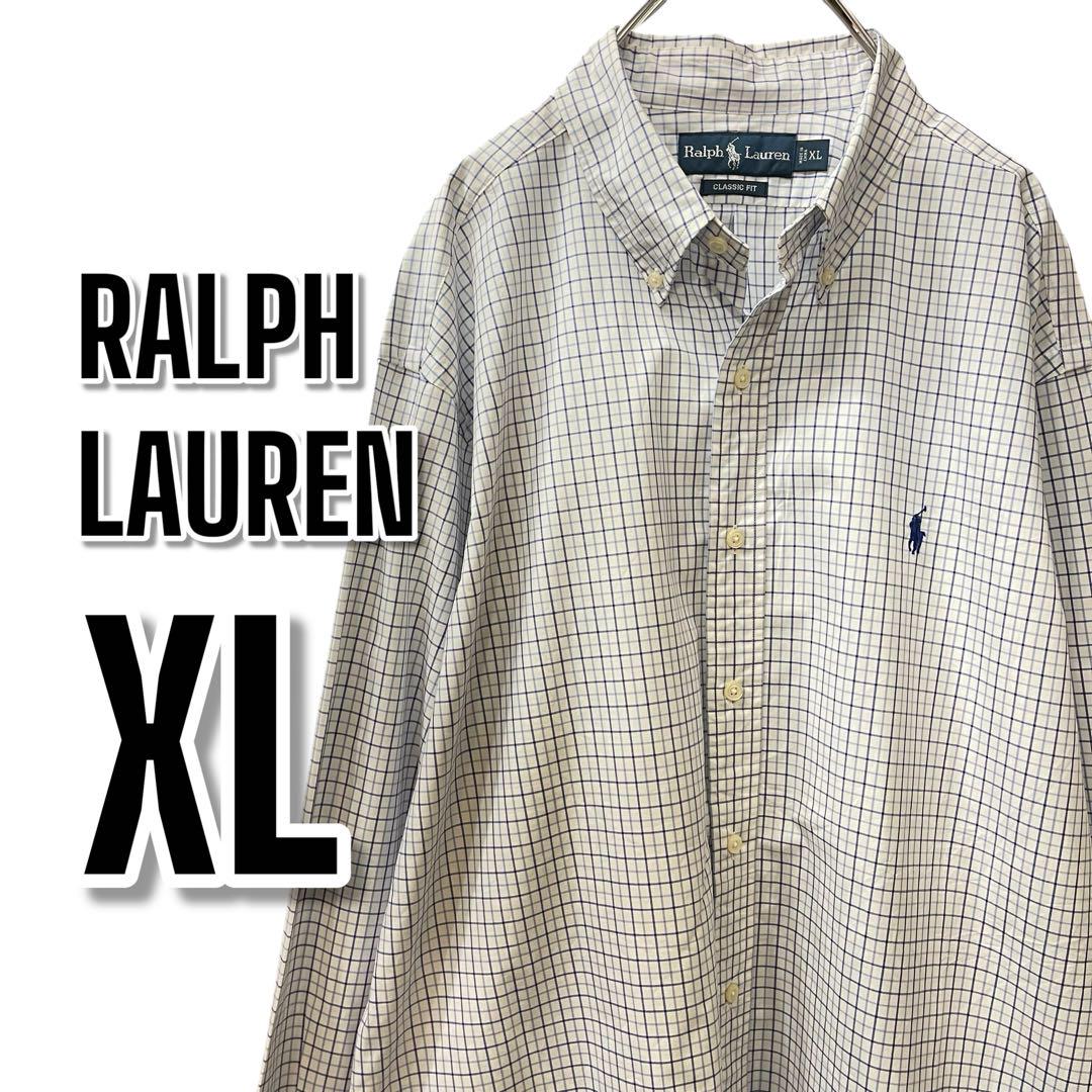【600】RALPH LAUREN チェック柄長袖シャツ XL チェック柄