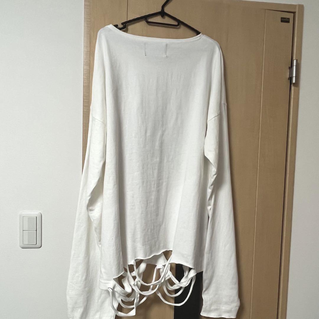 【GRANCY】ラインストーンデザイン グラフィックダメージ ロンT Lサイズ