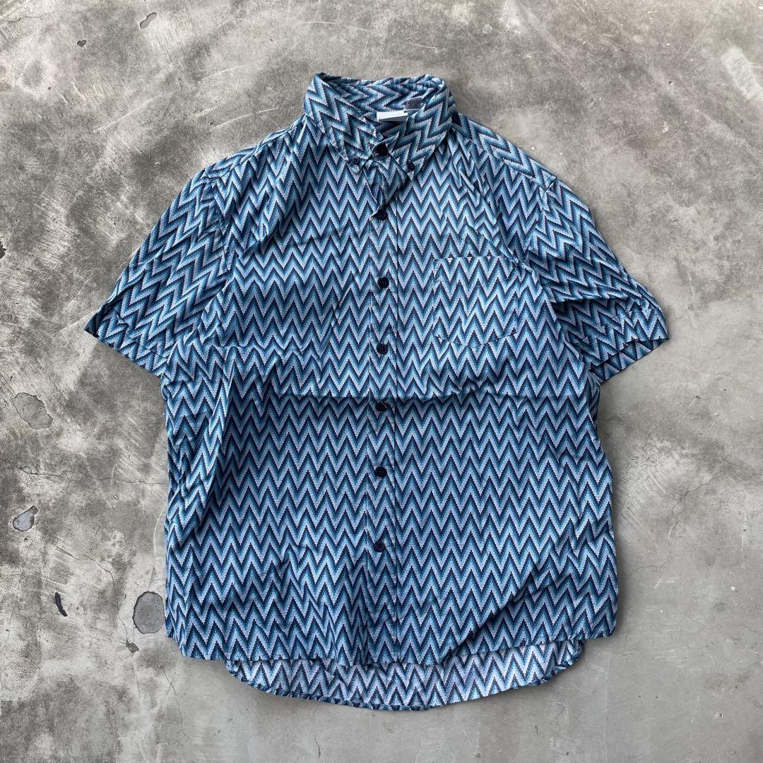 90s KENNINGTON ケニントン 総柄シャツ 半袖 BD コットン 古着