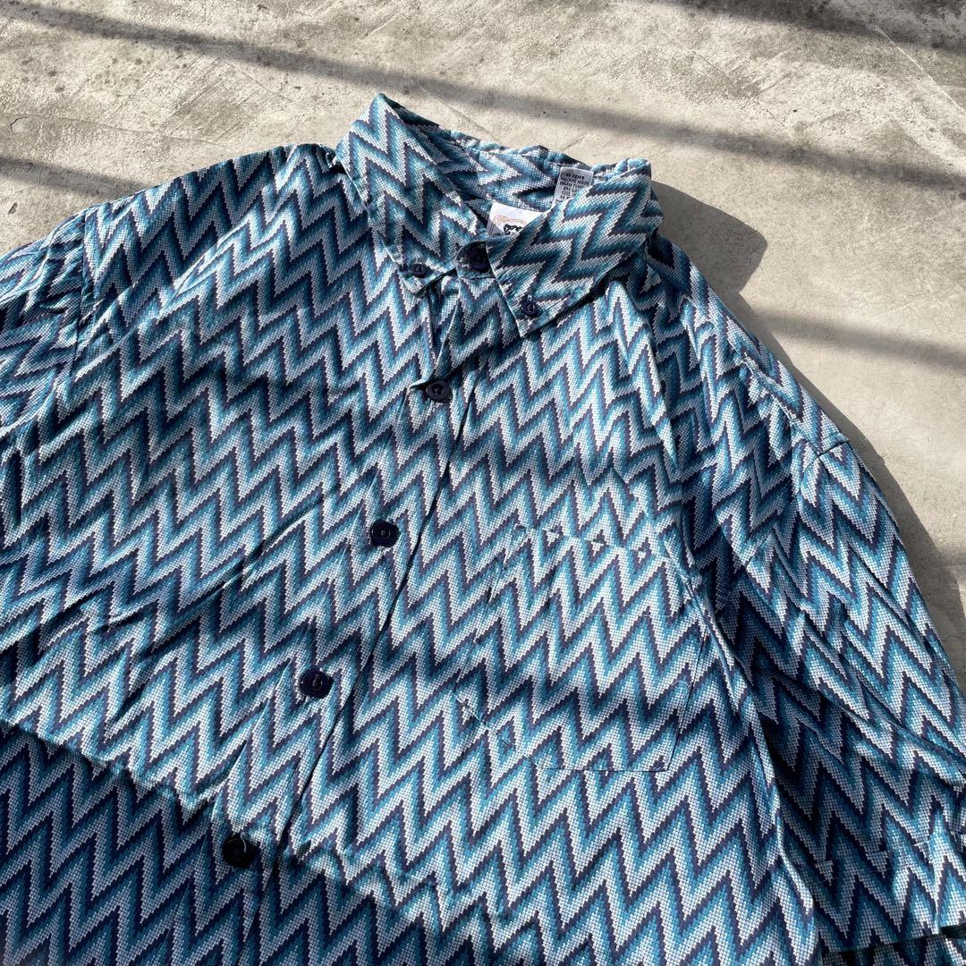 90s KENNINGTON ケニントン 総柄シャツ 半袖 BD コットン 古着