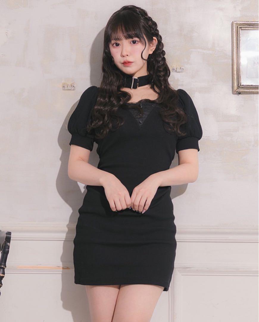 pium バックリボンチョーカーカットワンピース ブラック バックリボンチョーカーカットワンピース – pium