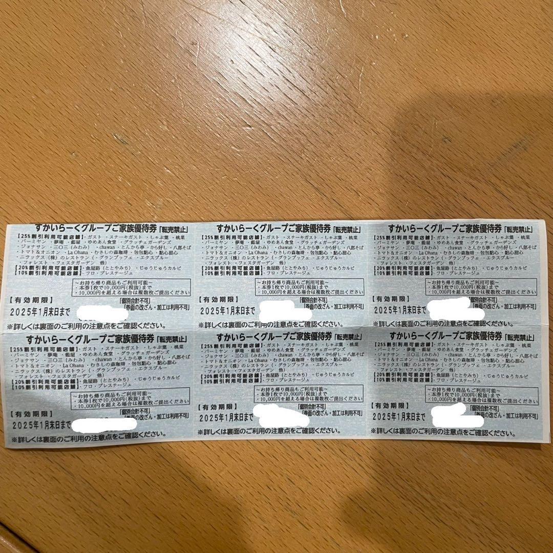 すかいらーく25% 割引券 優待券 1月末 5枚セット