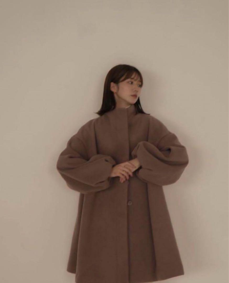 Eaphi standcollar volume midi coat コート Eaphi】standcollar volume midi coat