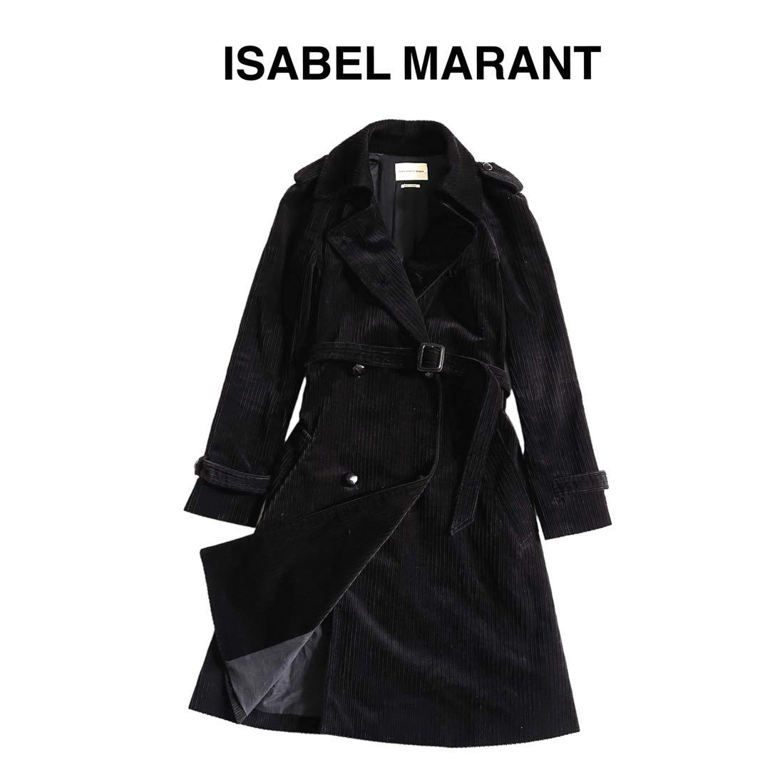 美品】ISABEL MARANT コーデュロイ トレンチコート ブラック 人気商品